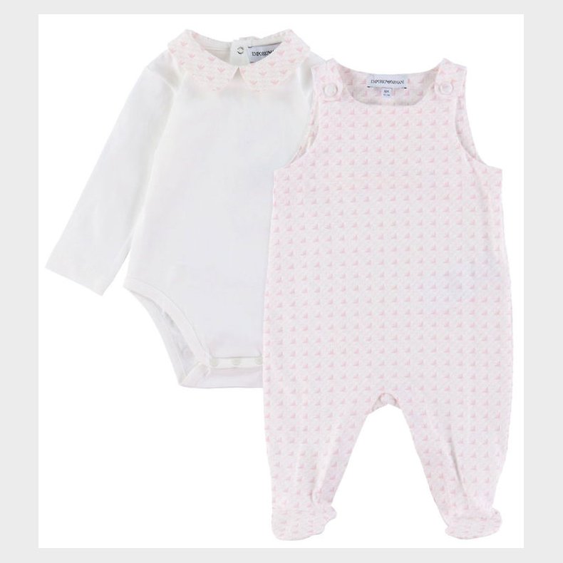 Emporio Armani Sparkedragt/Body l/ - Hvid/Rosa m. Logoer