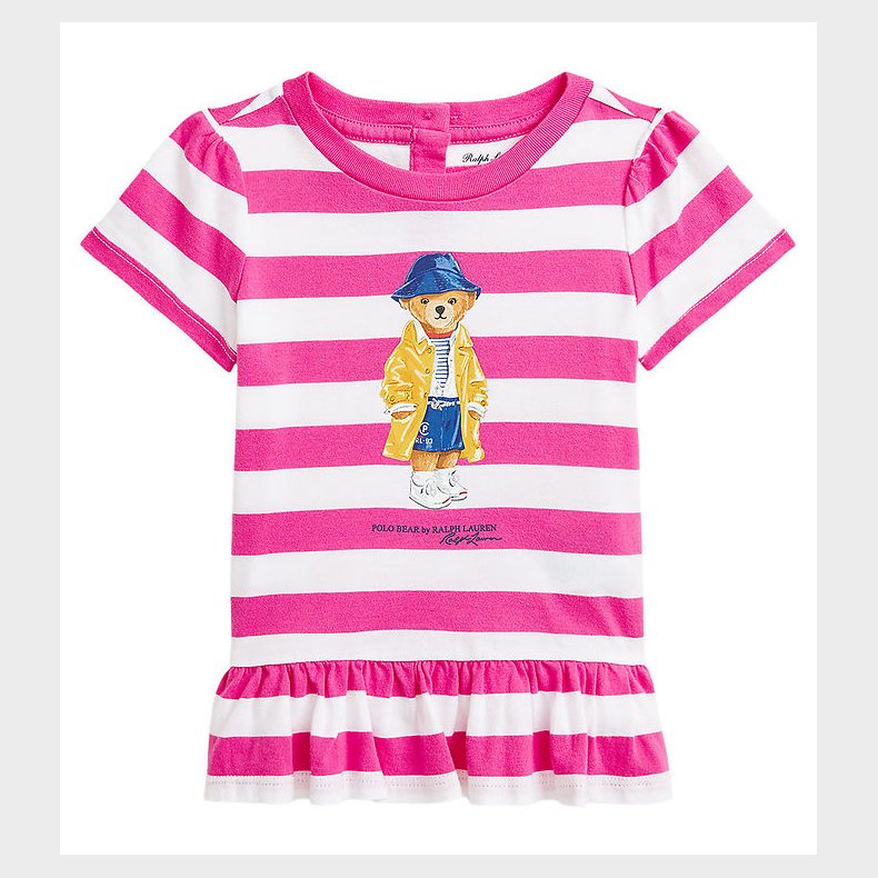 Polo Ralph Lauren T-shirt - Pink/Hvidstribet m. Bamse