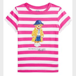 Polo Ralph Lauren T-shirt - Pink/Hvidstribet m. Bamse