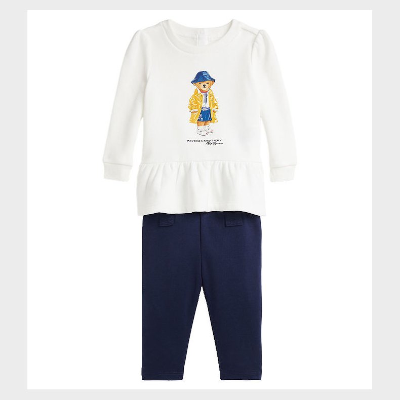 Polo Ralph Lauren Sweatshirt/Leggings - Hvid/Navy m. Bamse