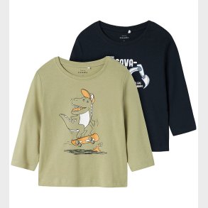 Name It Bluse - 2-pak - NmmVagno - Dark Sapphire/Tea/Dino Banana