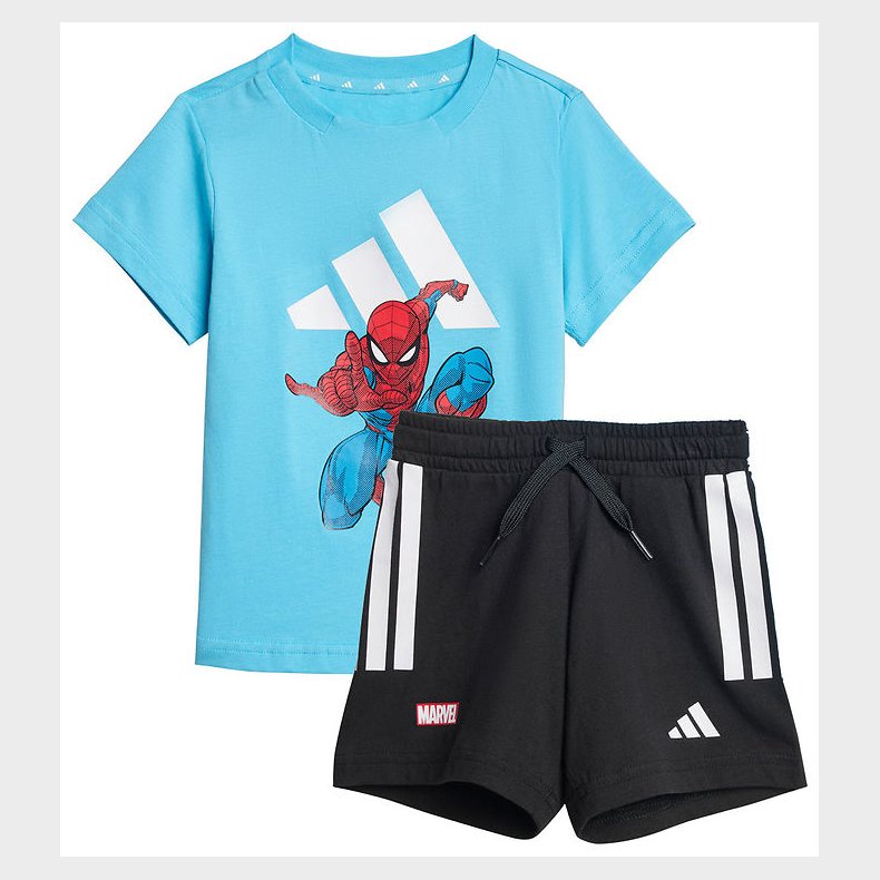 adidas Performance T-Shirt/Shorts - Marvel - Bright Cyan/Hvid m.