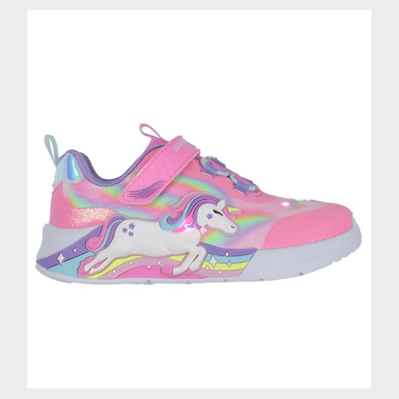 Skechers Sko m. Lys - Unicorn Chaser - Pink/Multi