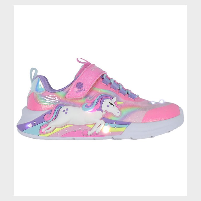 Skechers Sko m. Lys - Unicorn Chaser - Pink/Multi