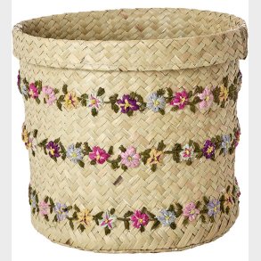 Rice Opbevaringskurv - Raffia - Large - Flower Vines - 20x20 cm
