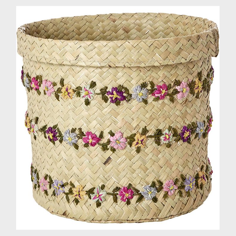 Rice Opbevaringskurv - Raffia - Large - Flower Vines - 20x20 cm