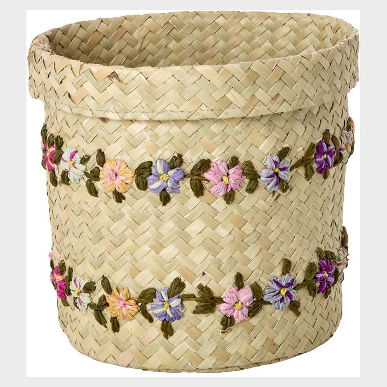 Rice Kurv - Raffia - Small - Flower Vines - 17,5x14,5 cm - Natu