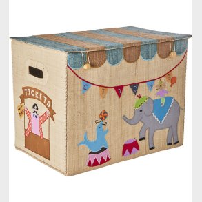 Rice Opbevaringskurv - Raffia - Stor - Cirkus Theme