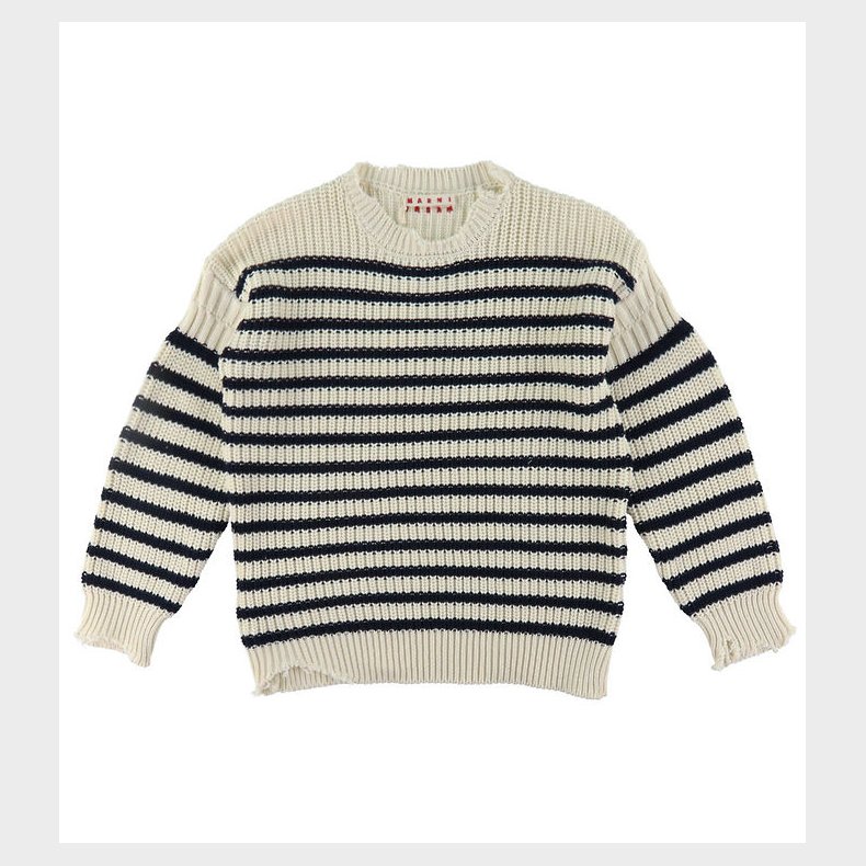 Marni Bluse - Strik - Off White/Navystribet