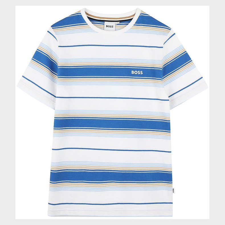 BOSS T-shirt - Lysebl�/Hvidstribet