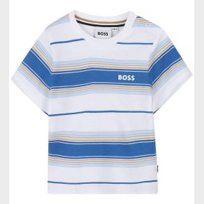 BOSS T-shirt - Lysebl/Hvidstribet