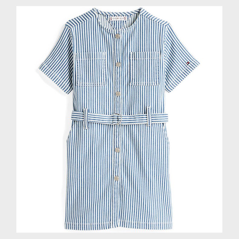 Tommy Hilfiger Kjole - Striped Denim - Bl/Hvid