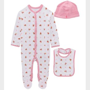 Polo Ralph Lauren Gaveske - 3 Dele - Hvid/Rosa m. Bamser