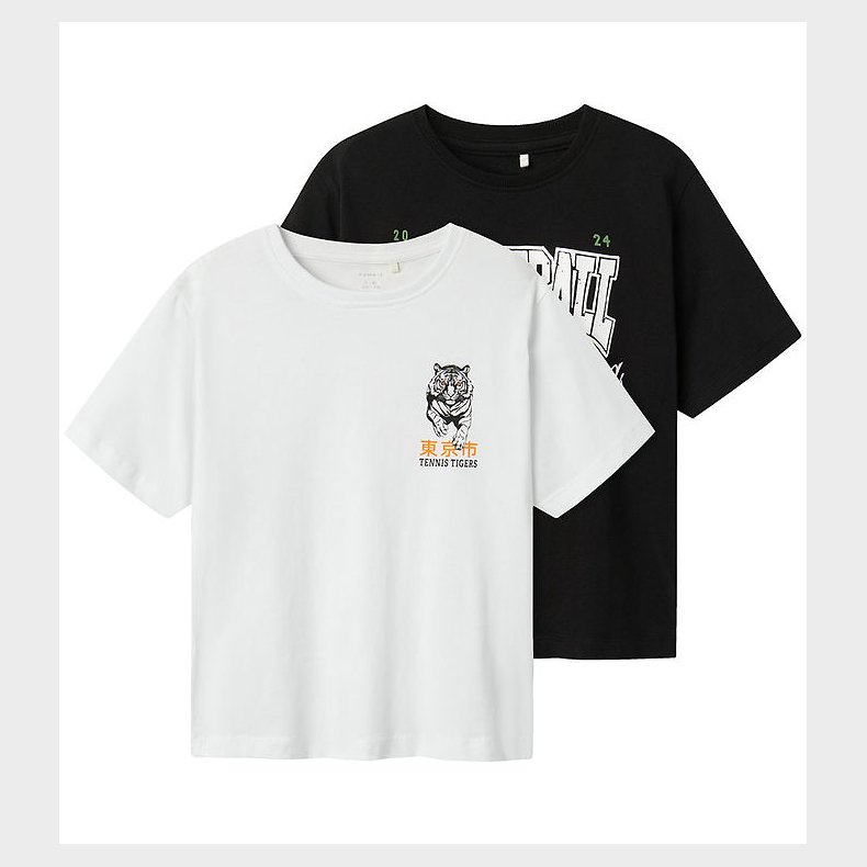 Name It T-shirt - NkmBennibo - 2-pak - Lucent White/Sort