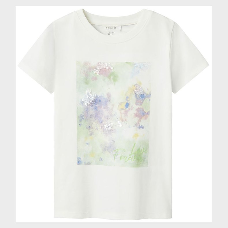 Name It T-shirt - NkfBatu - Cloud Dancer/Arcadian green