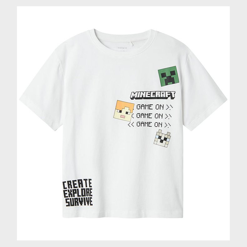 Name It T-shirt - NkmJafar Minecraft - Bright White m. Print