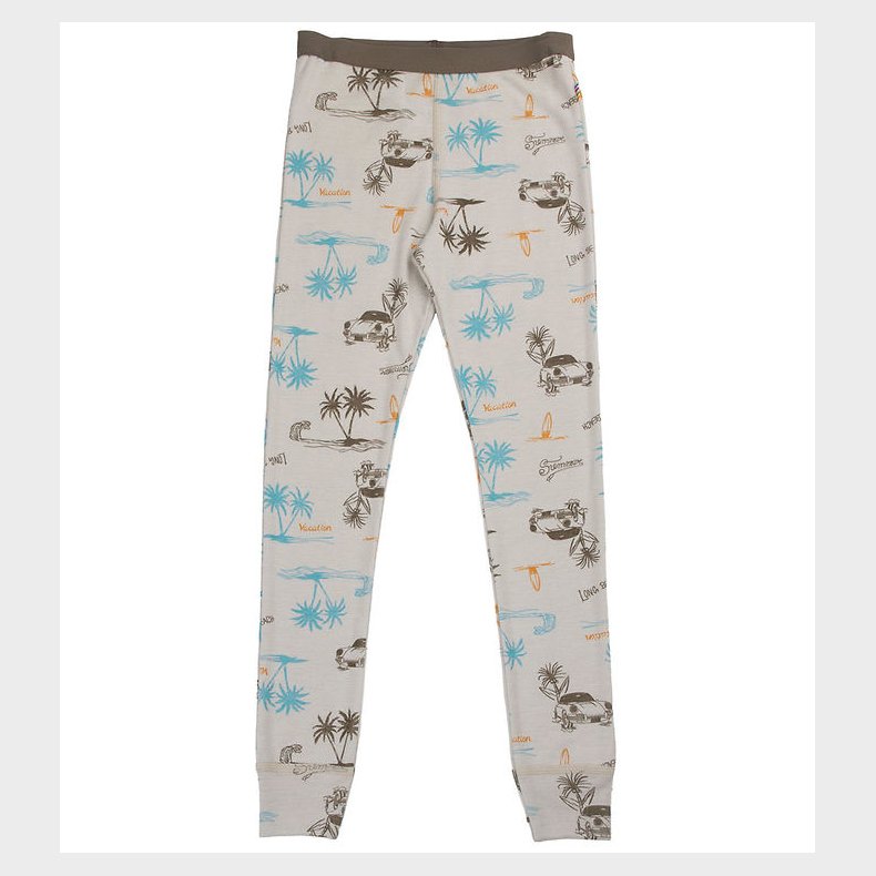 Joha Leggings - Uld/Silke - Beige m. Print