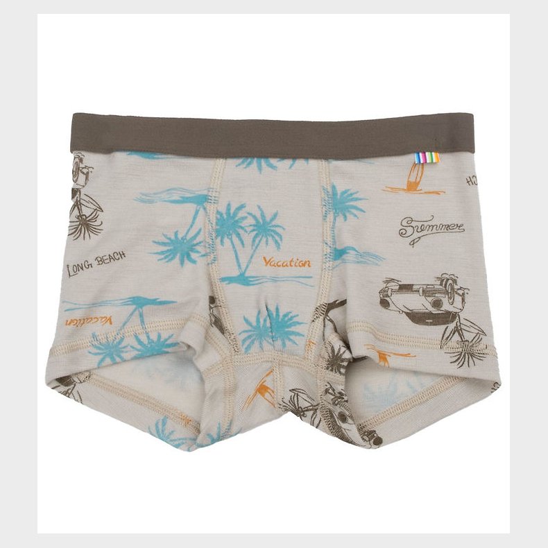 Joha Boxershorts - Uld/Silke - Beige m. Print