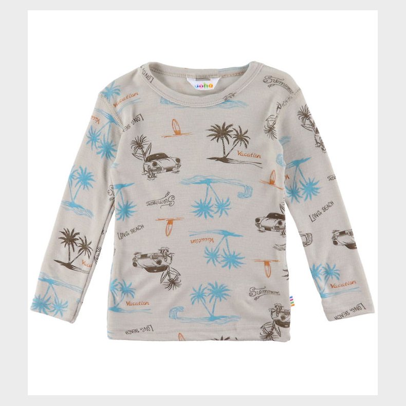 Joha Bluse - Uld/Silke - Beige m. Print