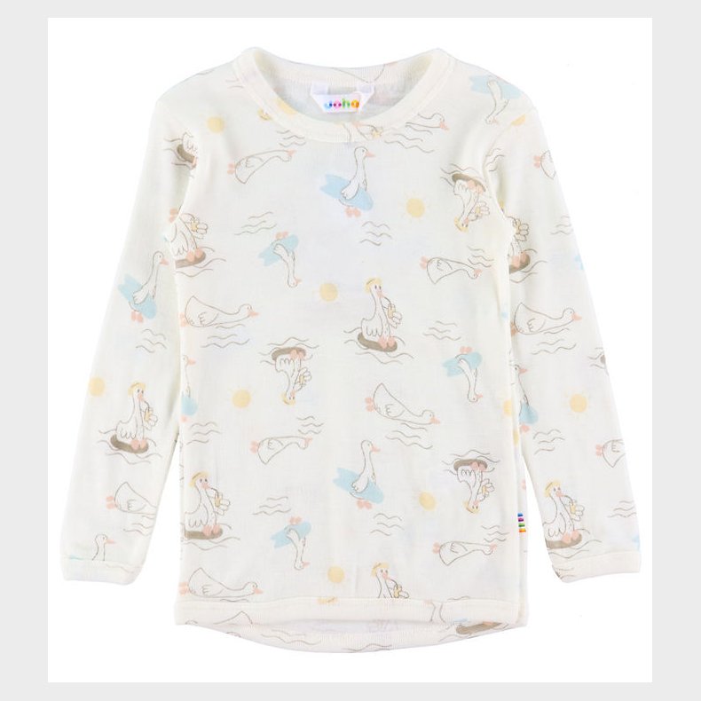 Joha Bluse - Uld/Silke - Off White m. Print