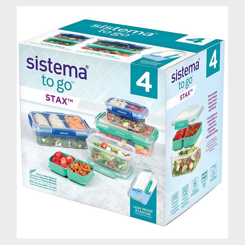 Sistema Madkasser - 4-pak - Stax To Go - Bl/Turkis