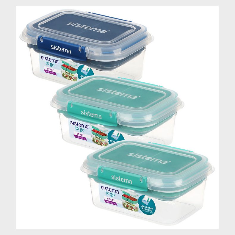 Sistema Madkasser - 3-pak - 1L Rectangle Stax - Bl�/Turkis