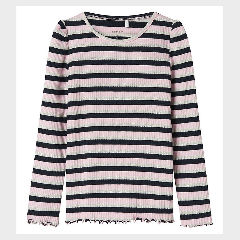 Name It Bluse - Rib - NmfBalisa - Dark Sapphire m. Striber/Glimm