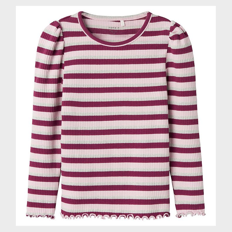 Name It Bluse - Rib - NmfBalisa - Boysenberry m. Striber/Glimmer