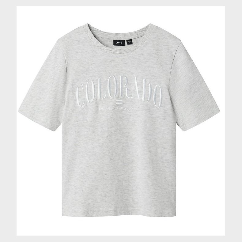 LMTD T-shirt - NlfByasi - Light Grey Melange/White Print