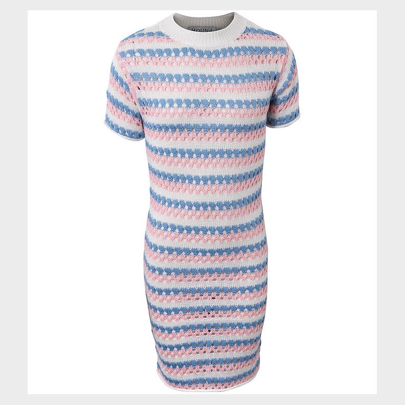 Hound Kjole - Strik - Rosa/Hvid/Bl�stribet m. Hulm�nster