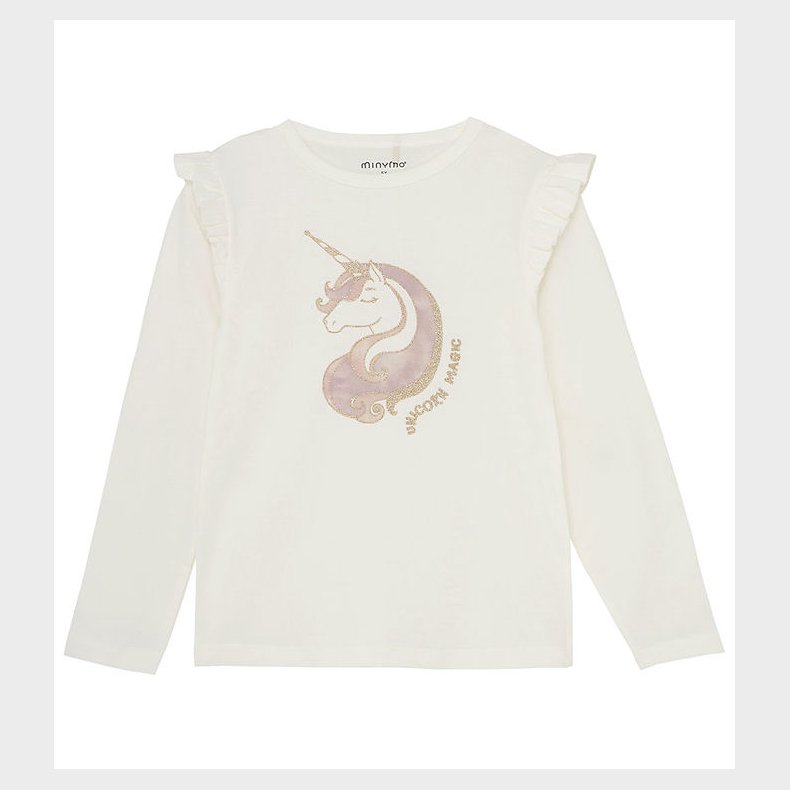Minymo Bluse - Marshmallow White m. Print