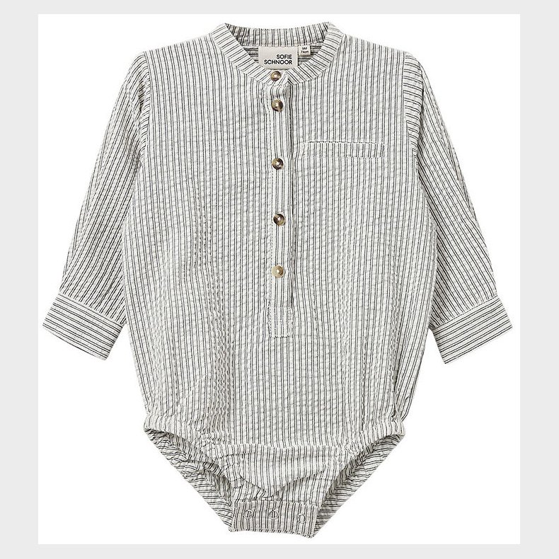 Sofie Schnoor Skjortebody l/� - White Black striped