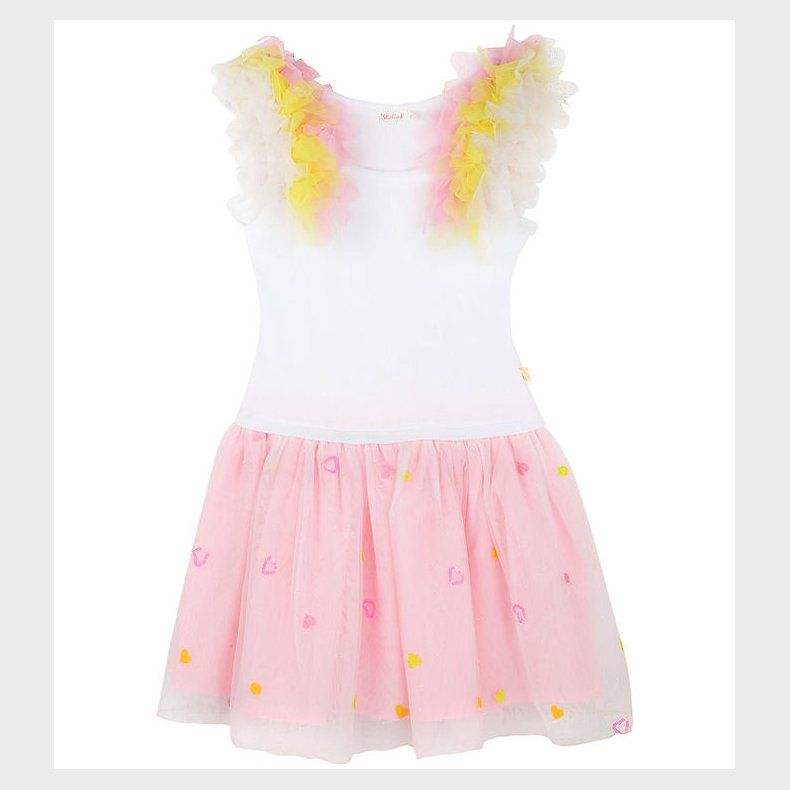 Billieblush Kjole - Rib - Hvid m. Tyl