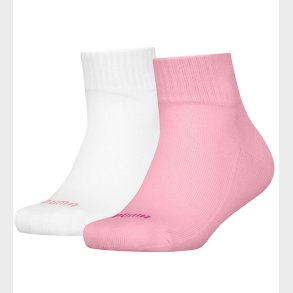 Puma Strmper - Kids Quarter - 2-pak - Hvid/Rosa m. Hjerte Logo
