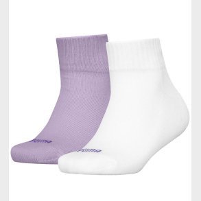 Puma Ankelstr�mper - 2-pak - Kids Quarter - Lilla/Hvid m. Hjerte
