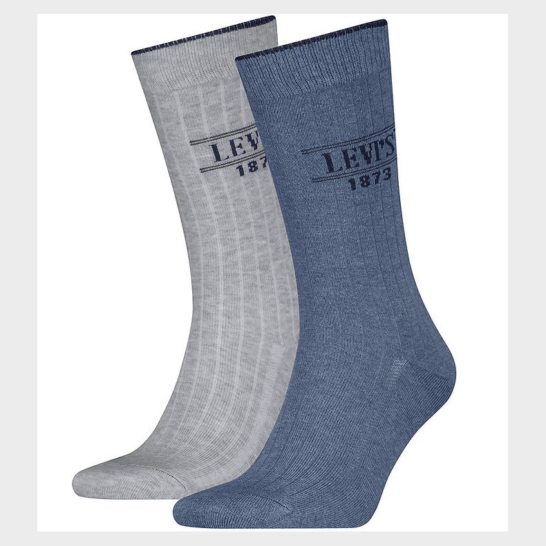 Levis Str�mper - Regular Cut - 2-pak - Rib Logo - Bl�/Gr�