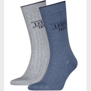 Levis Str�mper - Regular Cut - 2-pak - Rib Logo - Bl�/Gr�