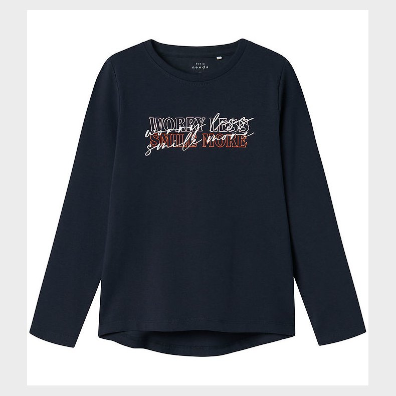 Name It Bluse - Smile More - NkfVix - Dark Sapphire m. Print