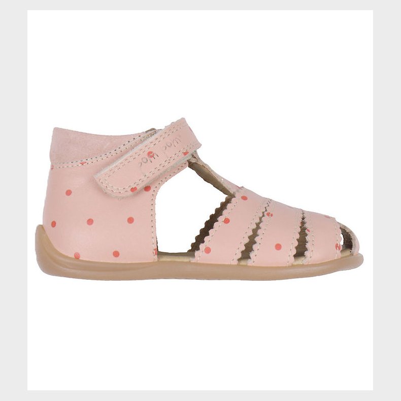 Pom Pom Sandaler - Starters Scallop Velcro - Old Rose Dot