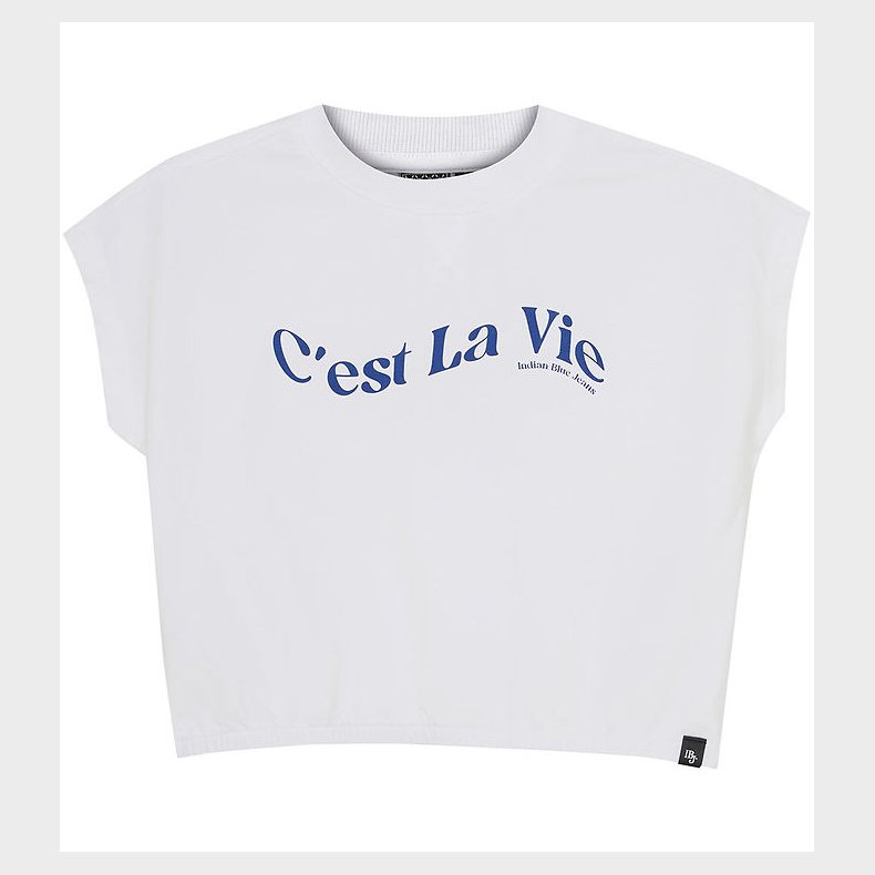 Indian Blue Jeans T-shirt - Wide Cropped - Bright White m. Print