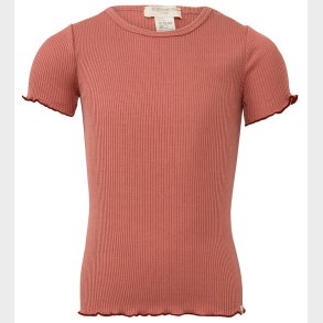 Minimalisma Bluse - Rib - Silke/Bomuld - Blomst - Antique Red/Hi