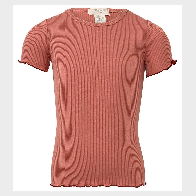 Minimalisma Bluse - Rib - Silke/Bomuld - Blomst - Antique Red/Hi