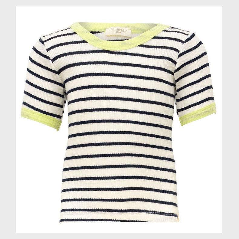 Minimalisma Bluse - Rib - Silke/Bomuld - Ben - Sailor/Lime