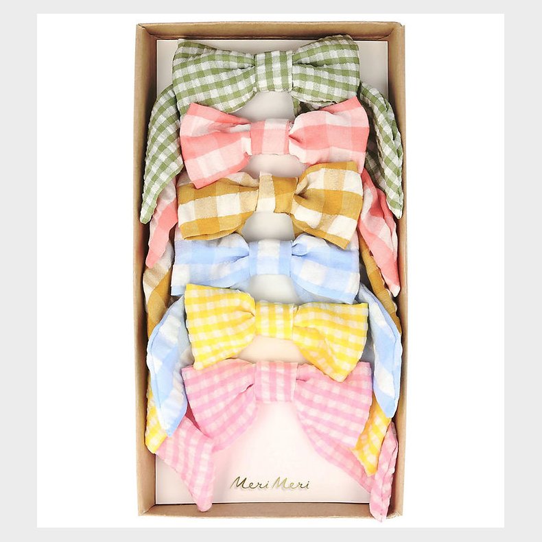 Meri Meri Hrspnder - 6-pak - Ginham - Sljfer - 9 cm - Clips