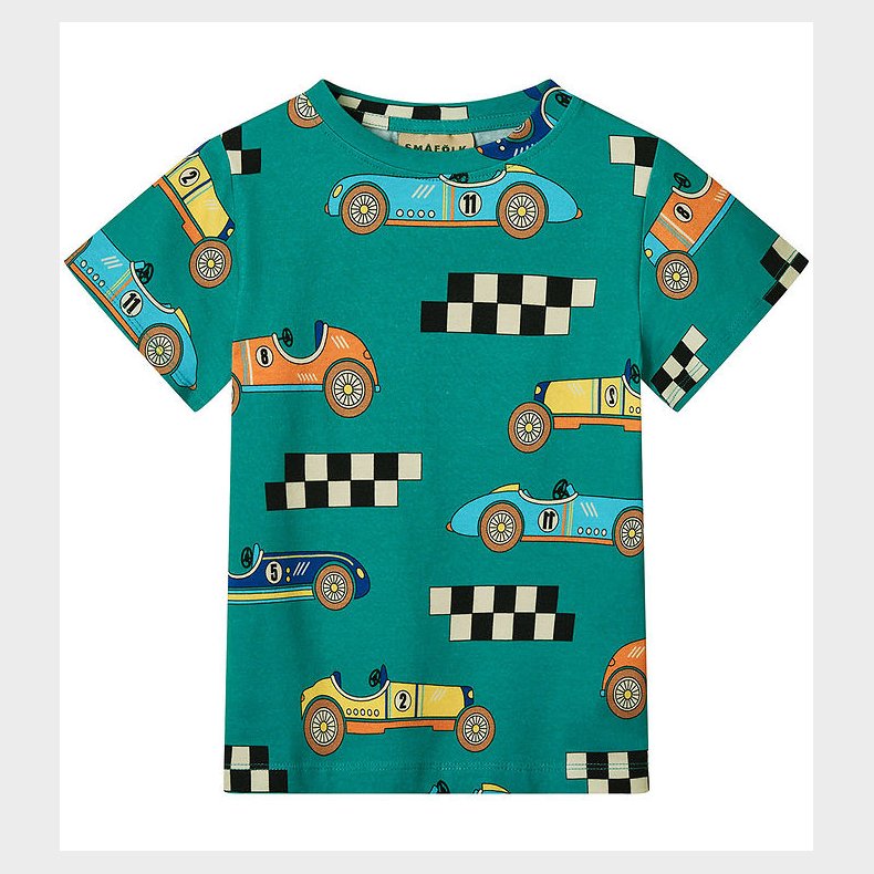 Smfolk T-shirt - Teal m. Racerbiler