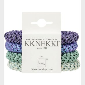 Kknekki Hrelastikker - 4-pak - Lilla/Grn Glitter
