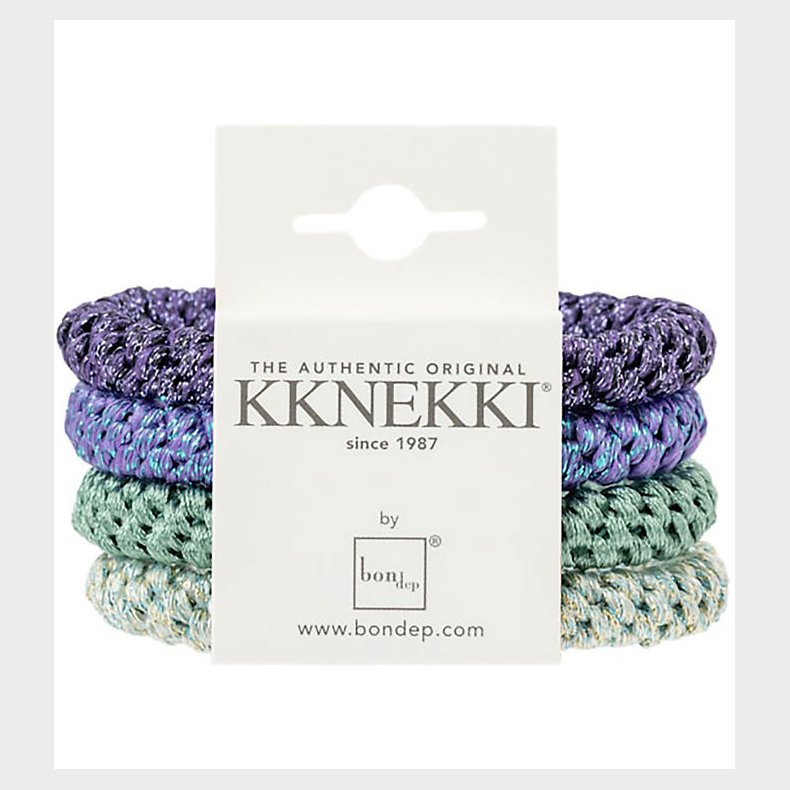 Kknekki Hrelastikker - 4-pak - Lilla/Grn Glitter