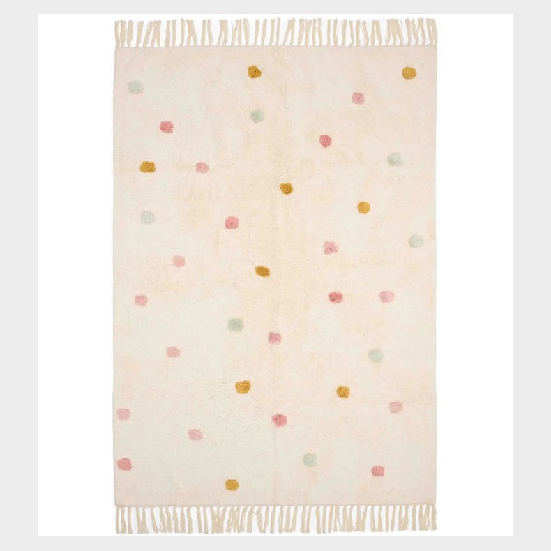 Little Dutch Gulvt�ppe - 120x170 cm - Beige m. Pink Prikker