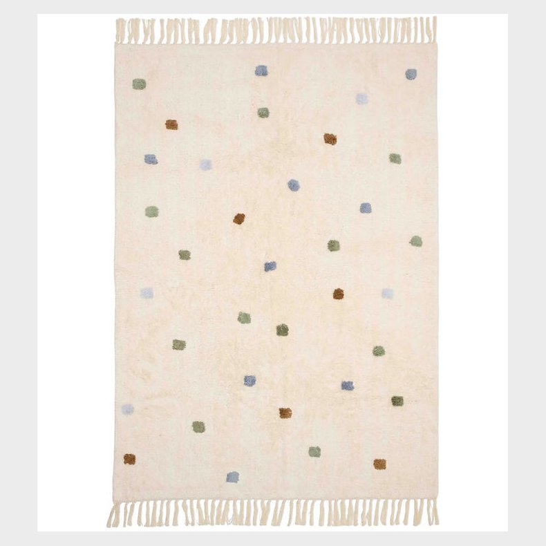 Little Dutch Gulvt�ppe - 120x170 cm - Beige m. Bl� Prikker