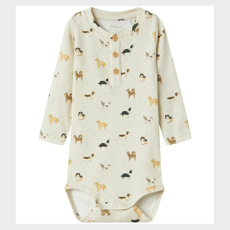 Name It Body l/ - Rib - NbmBark - Peyote Melange m. Hunde